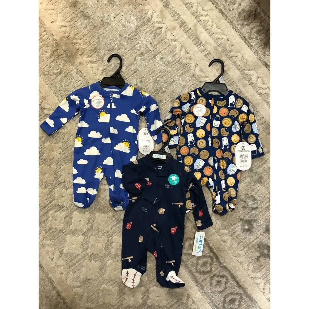 3 Piece Boys Bundle Zip Up Sleepers New With Tags Newborn